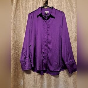 Oversized Large Satin Hidden Button Up